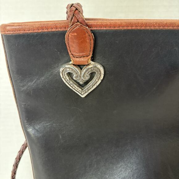 Brighton Black & Brown Croc Embossed Shoulder Bag Bucket Handbag Leather 90’s - Picture 5 of 12